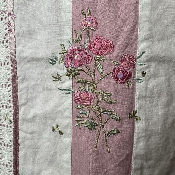 Somerset Bay Pink Embroidered Floral Blouse S | Lace Trim Girly Cottagecore Top - Picture 6 of 10
